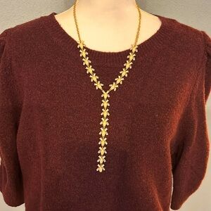 🌸NWT INC Statement Necklace Gold Off-White and Crystal Necklace see pictures